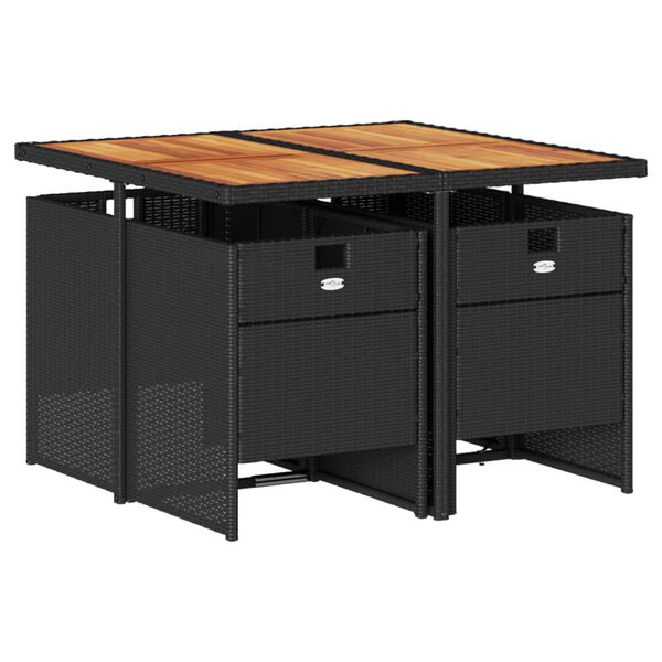 vidaXL Matgrupp f&ouml;r tr&auml;dg&aring;rden med dynor 5 delar svart konstrottning