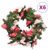 vidaXL Julkransar med blommor 6 st rosa 250 cm