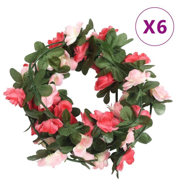 vidaXL Julkransar med blommor 6 st rosa 250 cm