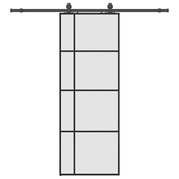 vidaXL Skjutd&ouml;rr med beslag svart 76x205 cm ESG-glas
