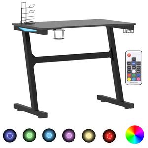 vidaXL Gamingskrivbord LED med Z-formade ben svart 90x60x75 cm