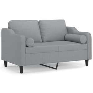 vidaXL 2-sits soffa med prydnadskuddar ljusgr&aring; 120 cm tyg