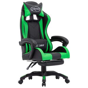 vidaXL Gamingstol med fotst&ouml;d gr&ouml;n och svart konstl&auml;der