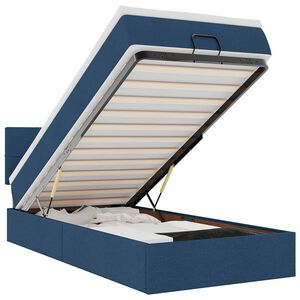 vidaXL Ottoman s&auml;ngram med madrass bl&aring; 90x190 cm tyg