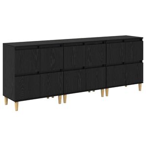 vidaXL Sk&aring;p 3 pcs Svart Ek 60 x 35 x 70 cm Konstruerat tr&auml;