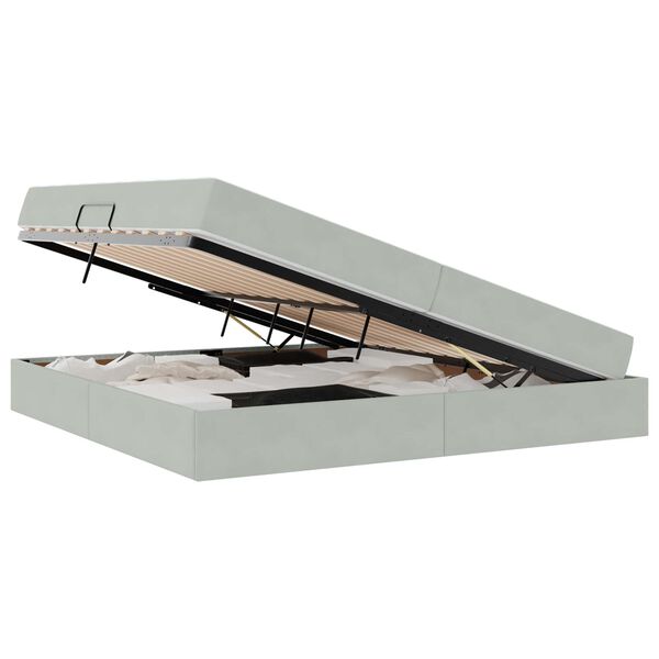 vidaXL F&ouml;rvaringss&auml;ng med madrass Ljusgr&aring; 200 x 200 cm Sammet