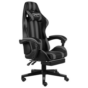 vidaXL Gamingstol med fotst&ouml;d svart och gr&aring; konstl&auml;der