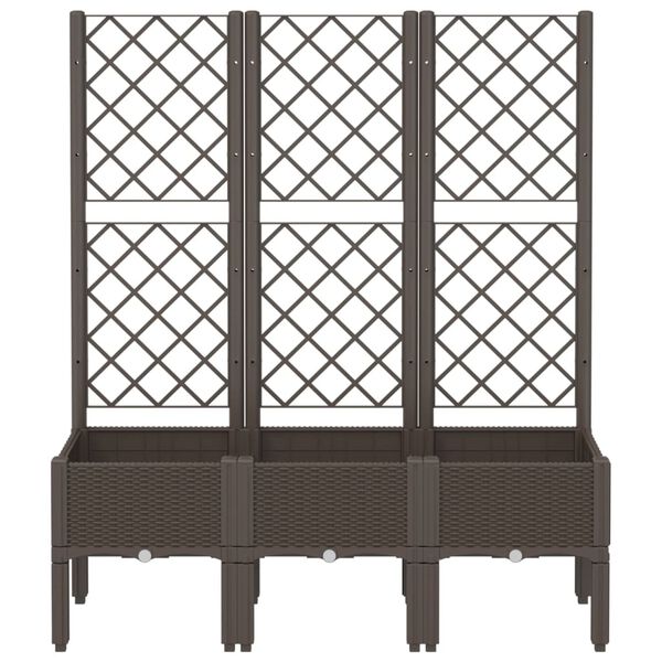 vidaXL Odlingslåda med spaljé brun 120x40x142 cm PP