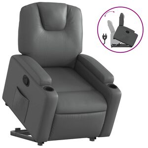 vidaXL Reclinerf&aring;t&ouml;lj med uppresningshj&auml;lp gr&aring; konstl&auml;der