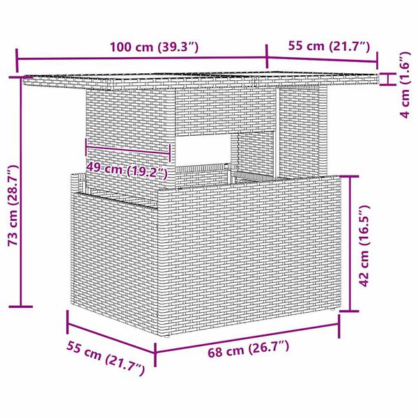 vidaXL Trädgårdsoffset med kudde med kudde 11 pcs Beige Poly Rattan