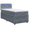 vidaXL Boxspring s&auml;ng med madrass och LED M&ouml;rkgr&aring; 90 x 190 cm Sammet