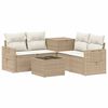 vidaXL Soffset 6 st Beige och kr&auml;mvit Poly Rattan och st&aring;l