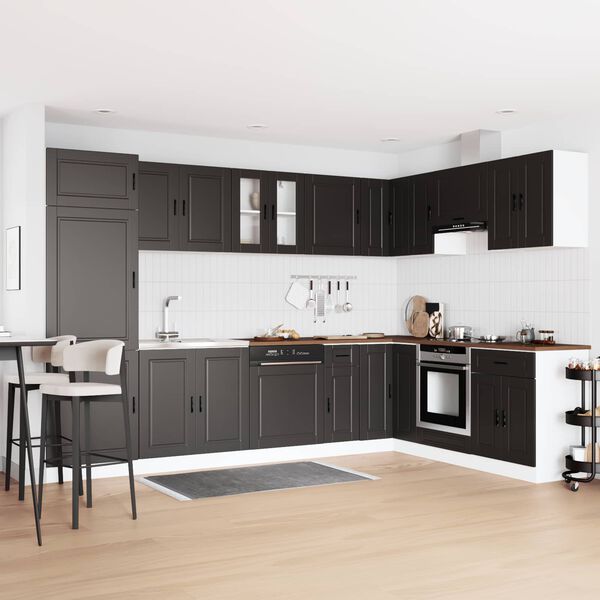 vidaXL Diskb&auml;nkssk&aring;p Porto Svart 80 x 46 x 81,5 cm Konstruerat tr&auml;