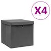 vidaXL F&ouml;rvaringsl&aring;dor med lock 4 st 28x28x28 cm gr&aring;