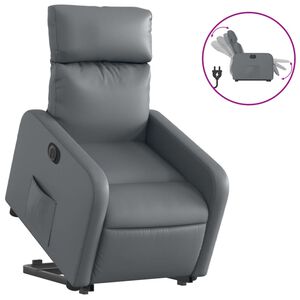 vidaXL Reclinerf&aring;t&ouml;lj med uppresningshj&auml;lp gr&aring; konstl&auml;der