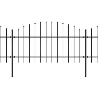 vidaXL Trädgårdsstaket med spjuttopp stål (1-1,25)x5,1 m svart