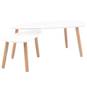 vidaXL Soffbord 2 st massiv furu vit