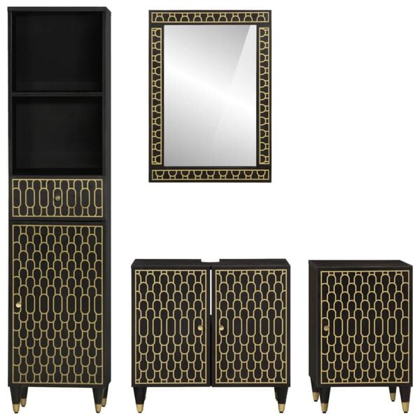 vidaXL Badrumsmöbler 4 delar massivt mangoträ