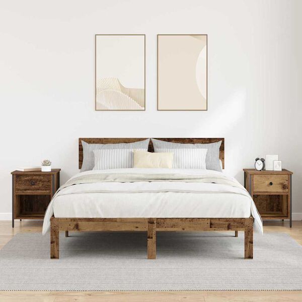 vidaXL Nattduksbord 2 pcs Gammalt tr&auml; 40 x 42 x 50 cm Konstruerat tr&auml;