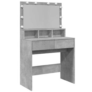 vidaXL Sminkbord med LED betonggr&aring; 80x41x134,5 cm