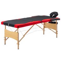 vidaXL Hopfällbar massagebänk 3 sektioner trä svart och röd