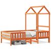 vidaXL S&auml;ngram med tak vaxad brun 90x190 cm massiv furu