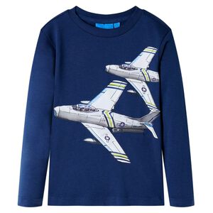 Kid's T-shirt med l&aring;nga &auml;rmar marinbl&aring; 92