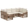 vidaXL Tr&auml;dg&aring;rdsoffset 6 st 6-Antal sittplatser Beige konstrotting