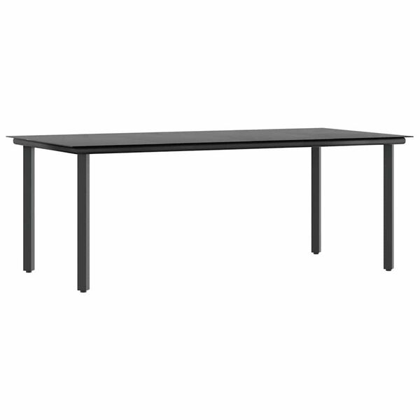 vidaXL Matgrupp f&ouml;r tr&auml;dg&aring;rd med dynor 7 delar svart polyrotting glas