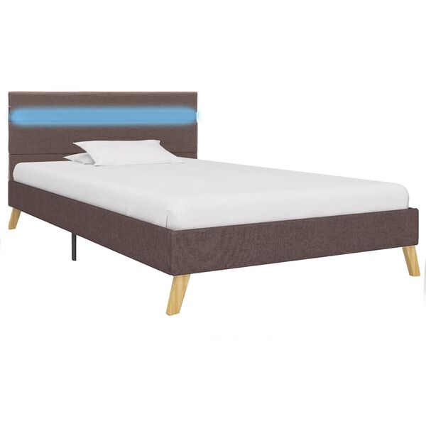 vidaXL Sängram med LED taupe tyg 90x200 cm