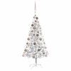 vidaXL Belyst plastgran med kulor silver 120 cm PET