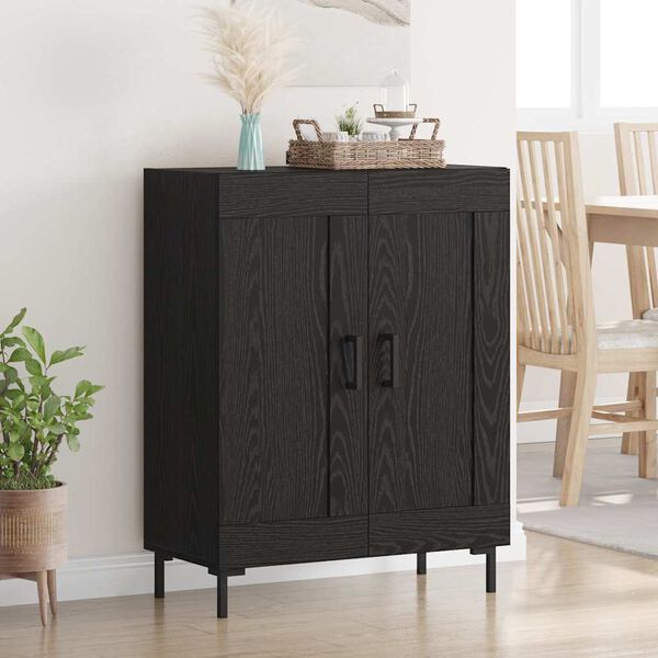vidaXL Sideboard Svart Ek 69,5 x 34 x 90 cm Konstruerat tr&auml; och j&auml;rn