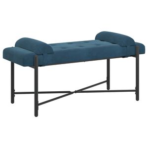 vidaXL Knappstoppad b&auml;nk med kuddar Bl&aring; 110 x 40 x 46 cm Sammet