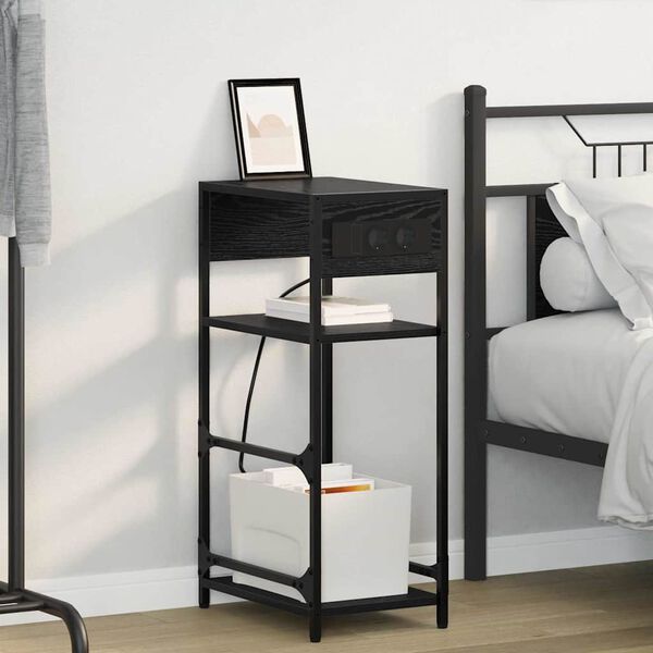 vidaXL Nattduksbord Svart Ek 40 x 27 x 76 cm Konstruerat tr&auml;