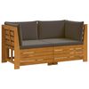 vidaXL Utomhussoffset med kudde 2 Stycke Brun Massivt Akaciatr&auml;