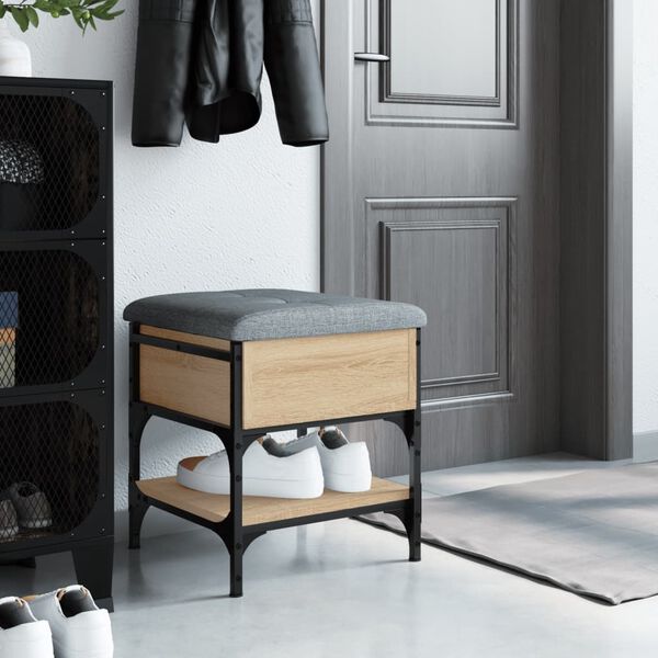 vidaXL Skobänk sonoma-ek 42x42x45 cm konstruerat trä