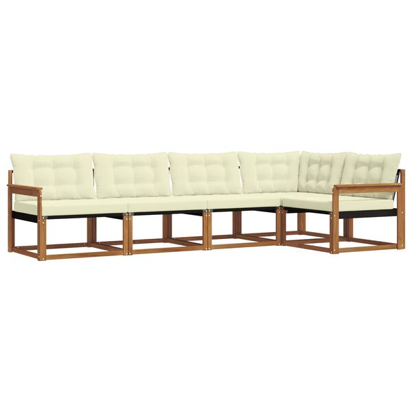 vidaXL Utomhussoffset med kudde 5 pcs Naturlig och Gr&auml;dde