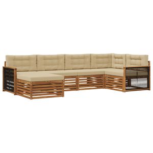 vidaXL Utomhussoffset med kudde 6 pcs Naturlig och Beige