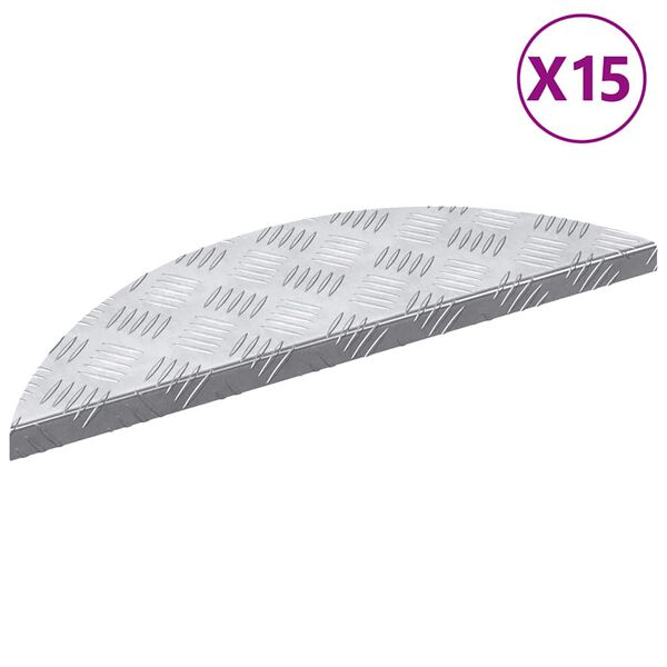 vidaXL Trappsteg Halvm&aring;ne 15 pcs Silver 60 x 18 cm Aluminium