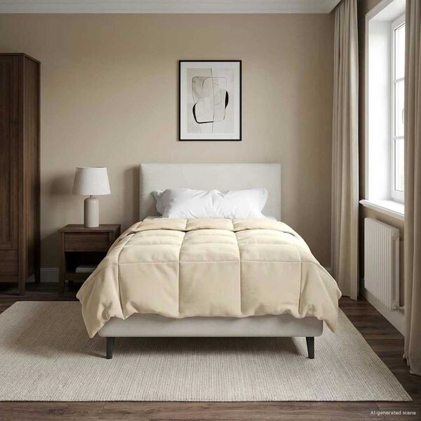 vidaXL Full &Aring;rs-Duvet Quiltad Kr&auml;m 140 x 220 cm Mikrofiber