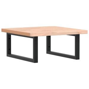 vidaXL V&auml;ggmonterad handfatshylla st&aring;l och massiv bok