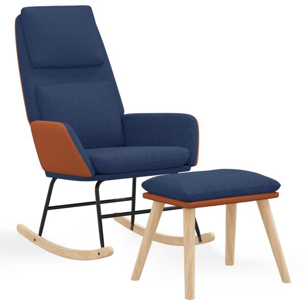 vidaXL Gungstol med fotpall bl&aring; tyg