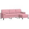 vidaXL 3-sitssoffa med fotpall rosa 210 cm sammet