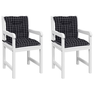 vidaXL Stolsdynor för stolar med låg rygg 2 st svartrutig tyg