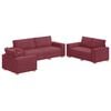 vidaXL Soffa 3 pcs Vinr&ouml;d 220 x 80 x 84 cm Linnenblandad tyg