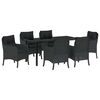 vidaXL Tr&auml;dg&aring;rdsm&ouml;belset med kudde 7 pcs Svart konstrotting