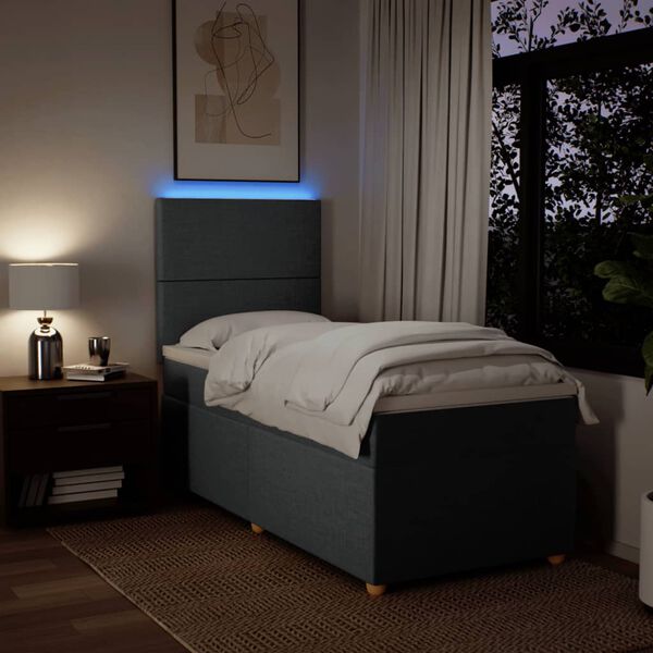 vidaXL Ramsäng med madrass mörkgrå 90x190 cm tyg