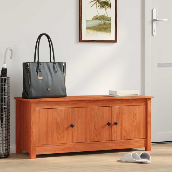 vidaXL Skosk&aring;p VaxBrun 110 x 38 x 45,5 cm Massivt furu