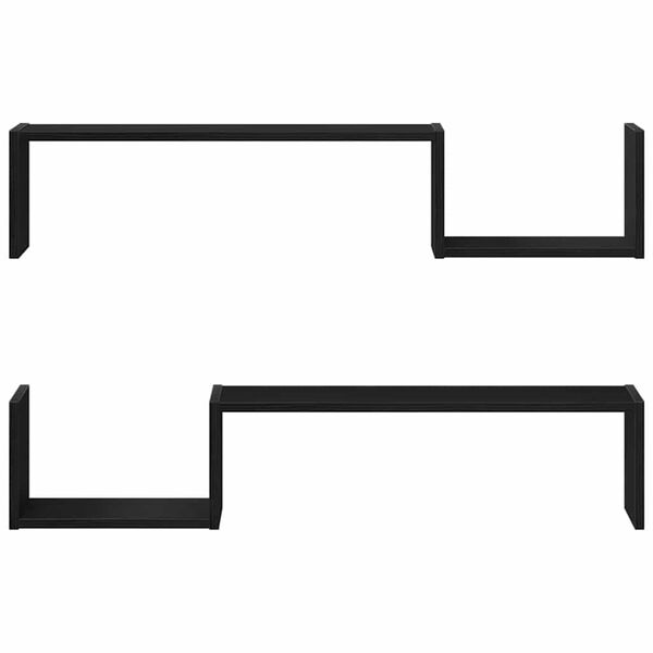 vidaXL V&auml;gg hylla 2 pcs Svart Ek 100 x 15 x 20 cm Konstruerat tr&auml;