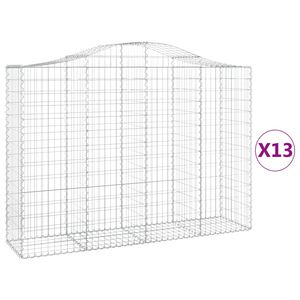 vidaXL Gabioner b&aring;gformade 13 st 200x50x140/160 cm galvaniserat j&auml;rn